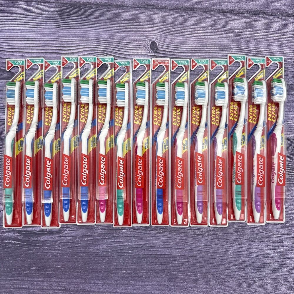 15 Colgate Toothbrush Extra Clean Soft Full Head (42) Cleaning Tip + Easy Grip